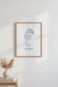 Pygmy seahorse A3 oak frame on wall